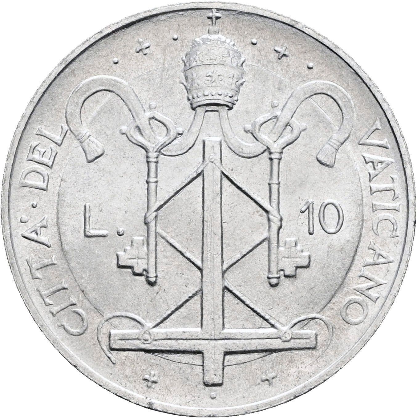 10 Lire Papst Paul VI. 1963-1978 5/1967 – Rückseite