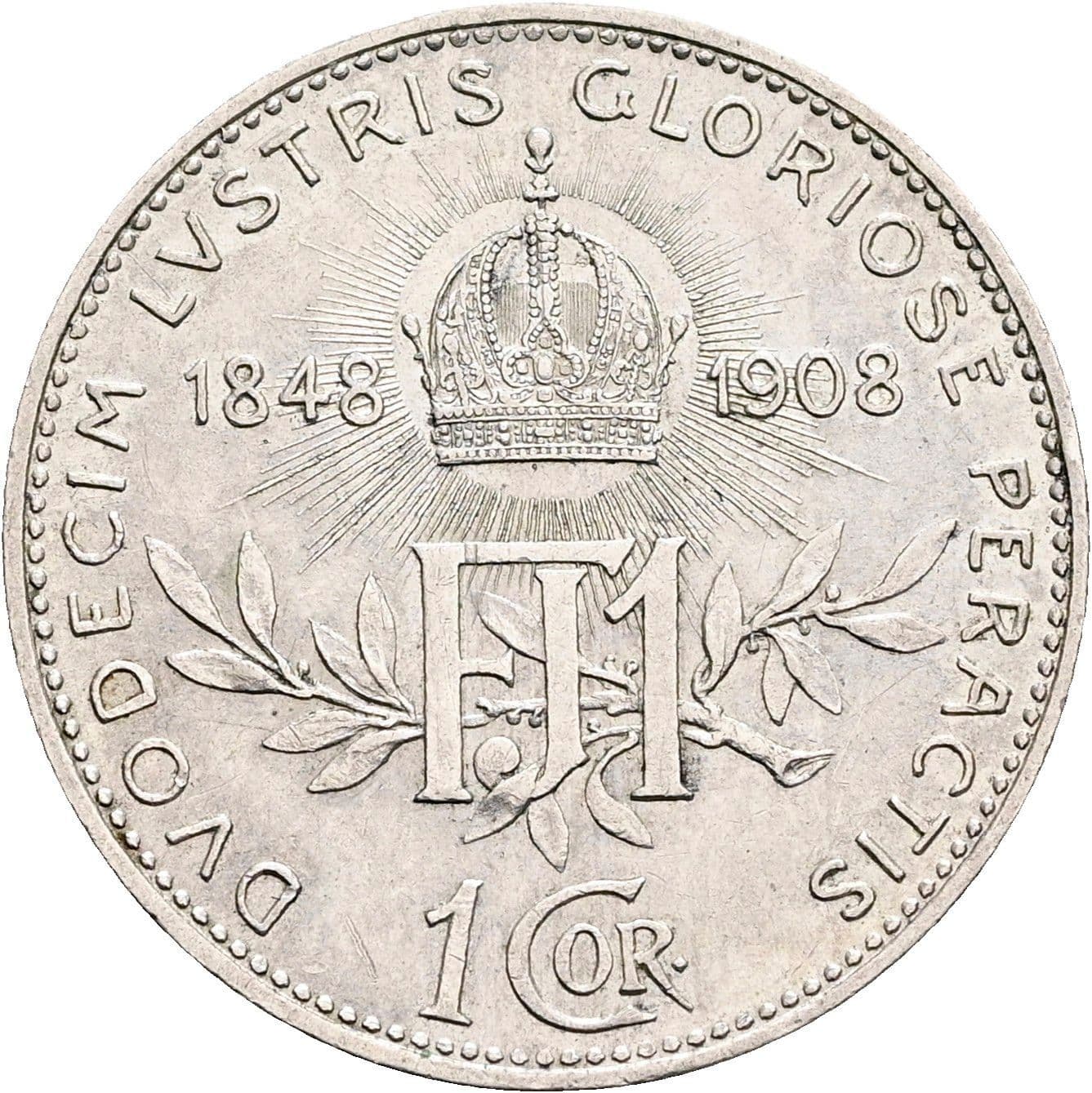 1 Krone Franz Joseph I. 1848-1916 1908 – Rückseite