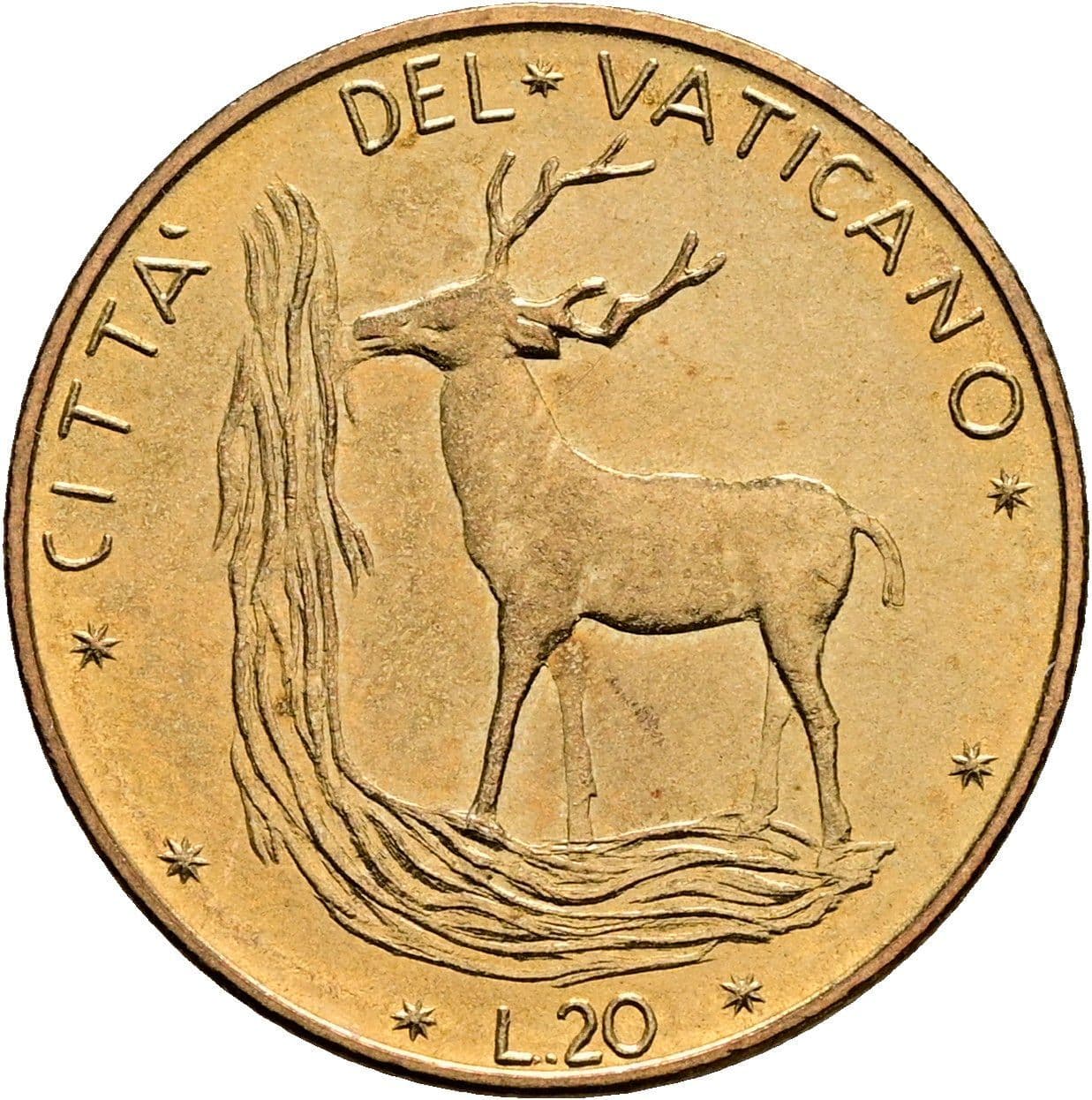 20 Lire Papst Paul VI. 1963-1978 1977 – Vorderseite