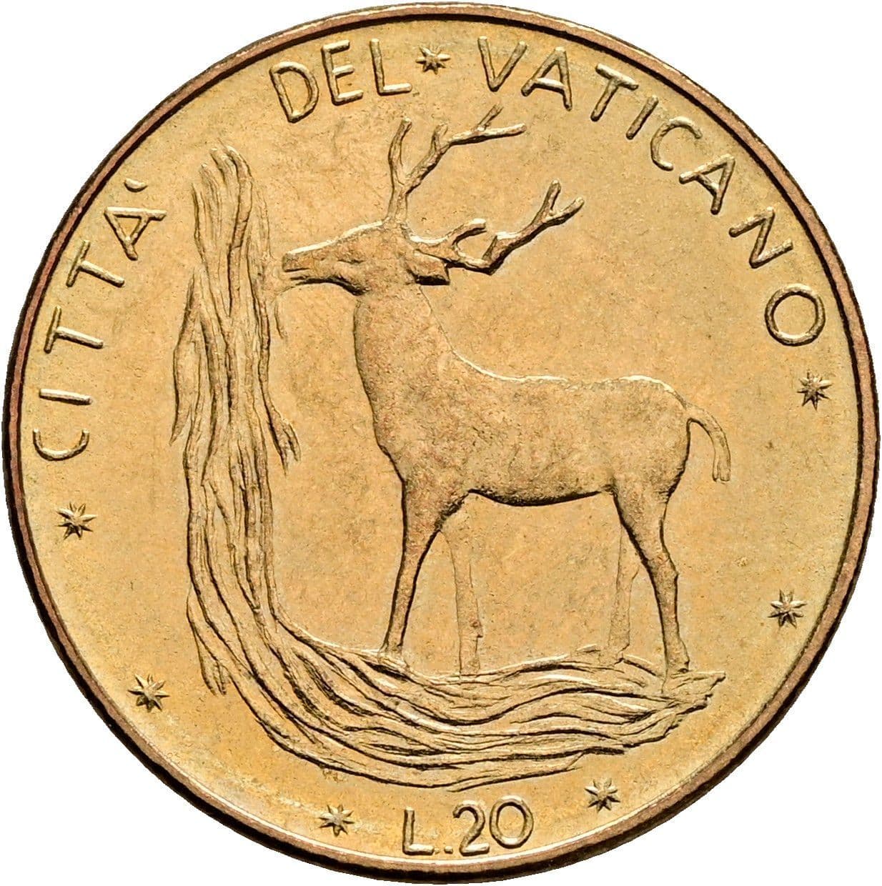 20 Lire Papst Paul VI. 1963-1978 1977 – Vorderseite