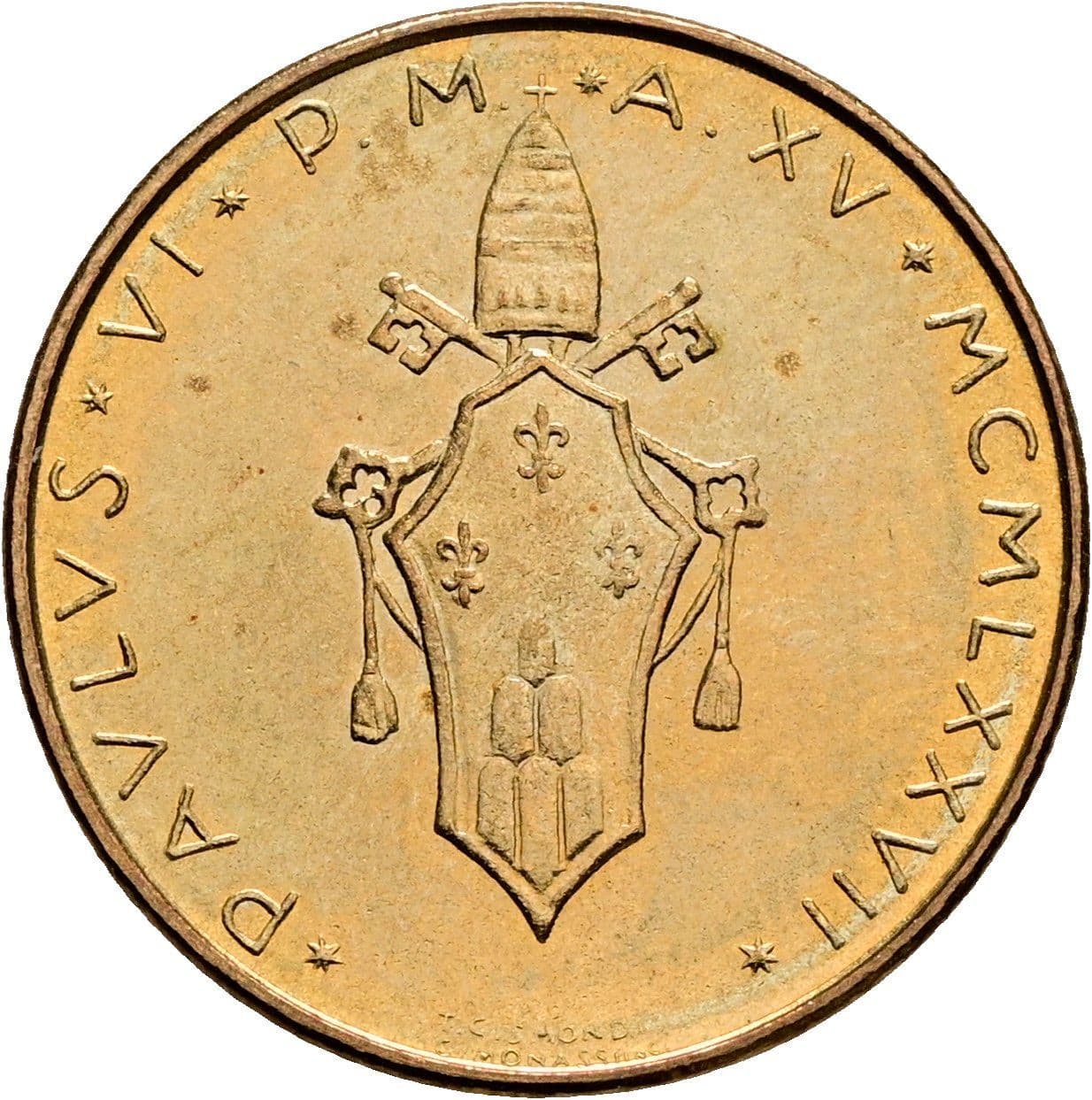 20 Lire Papst Paul VI. 1963-1978 1977 – Rückseite