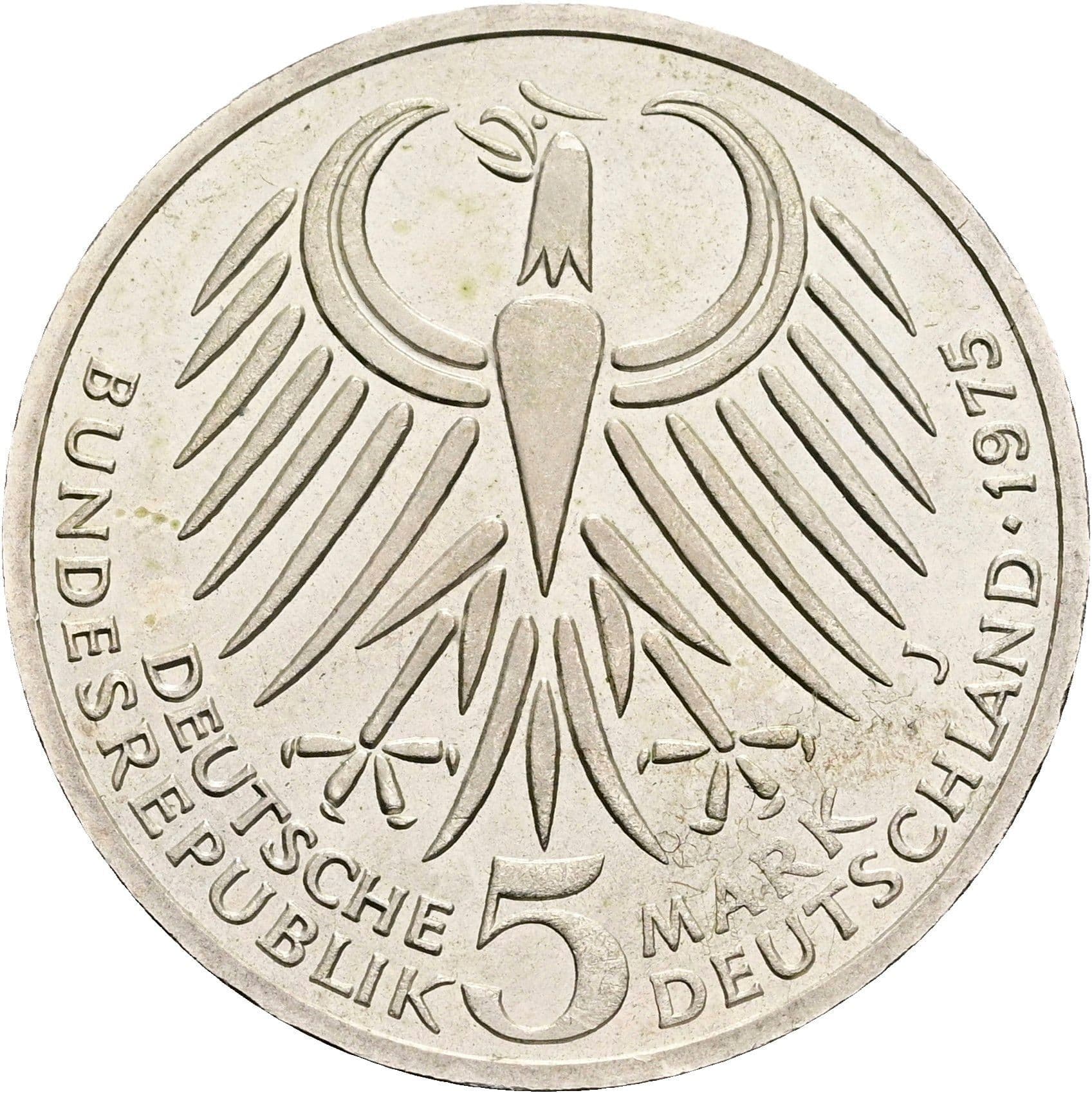 5 Deutsche Mark 1975 J – Rückseite