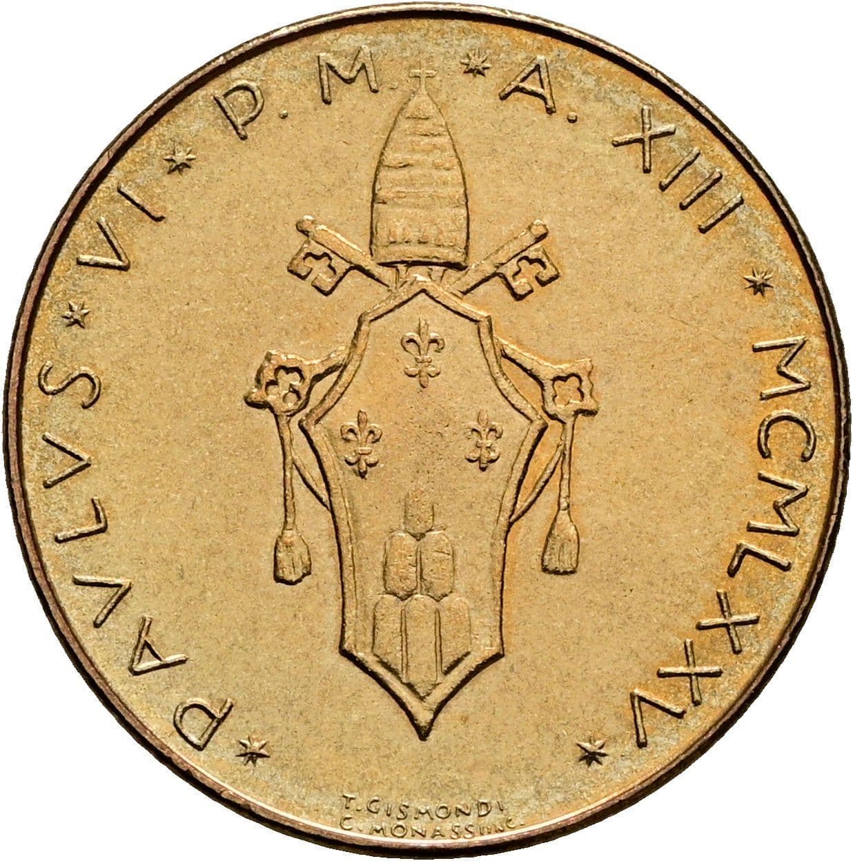 20 Lire Papst Paul VI. 1963-1978 1975 – Rückseite
