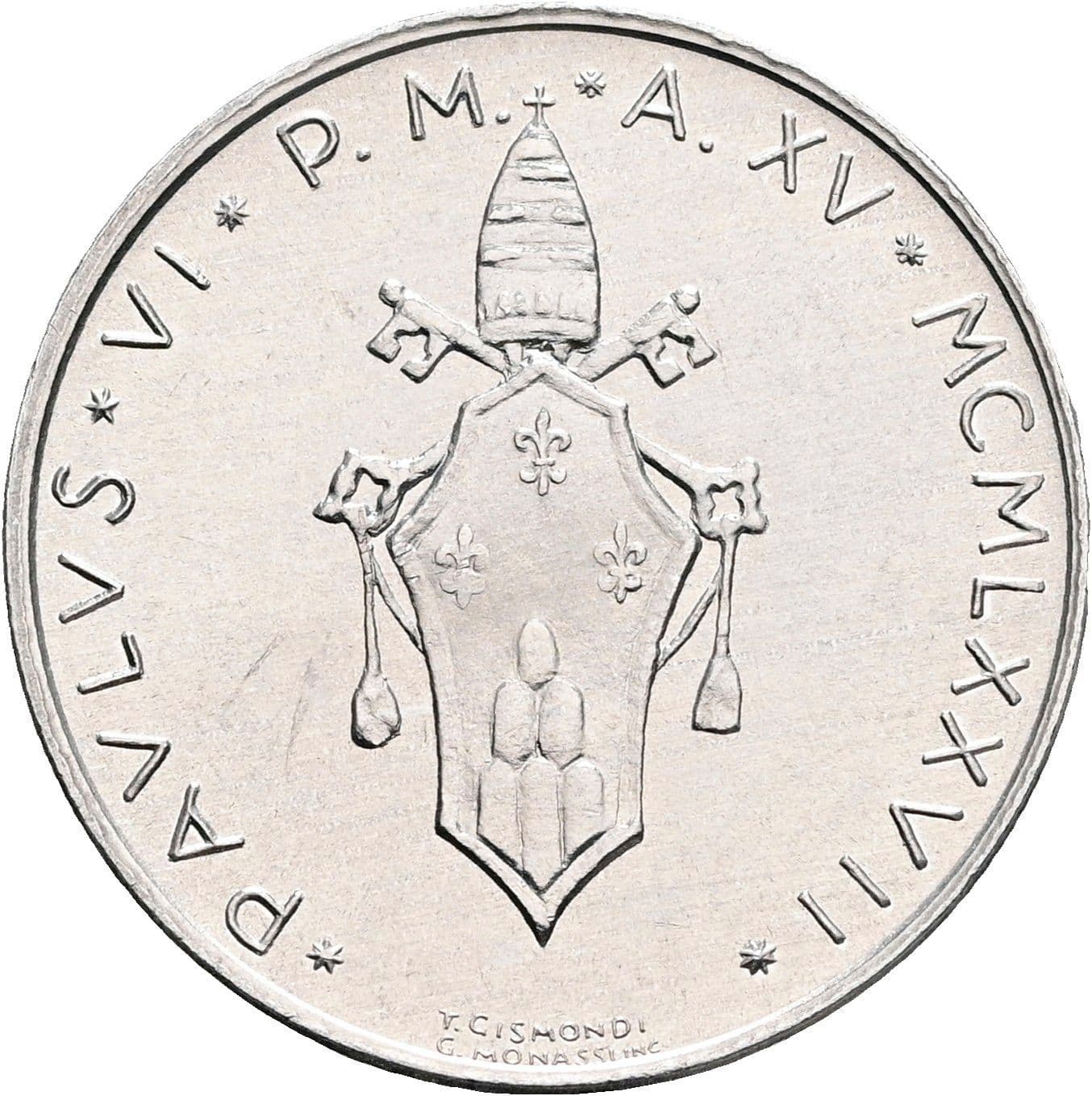 10 Lire Papst Paul VI. 1963-1978 1977 – Rückseite