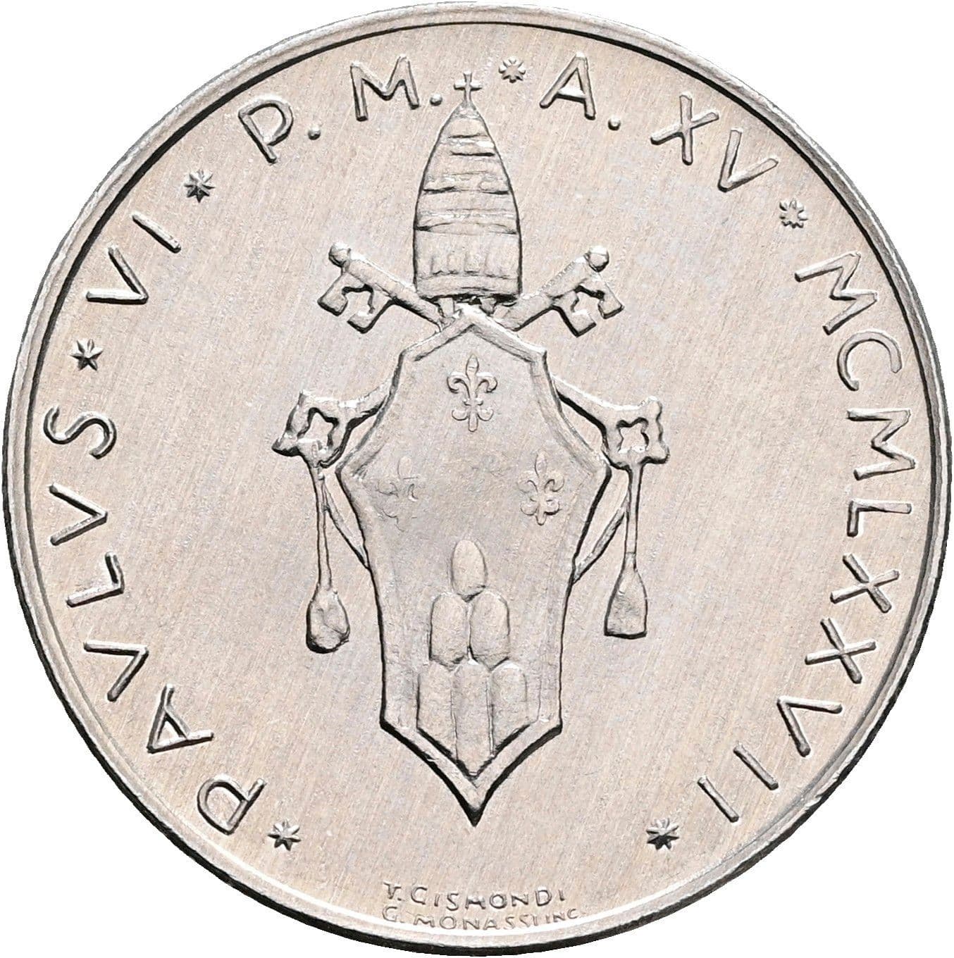 10 Lire Papst Paul VI. 1963-1978 1977 – Rückseite