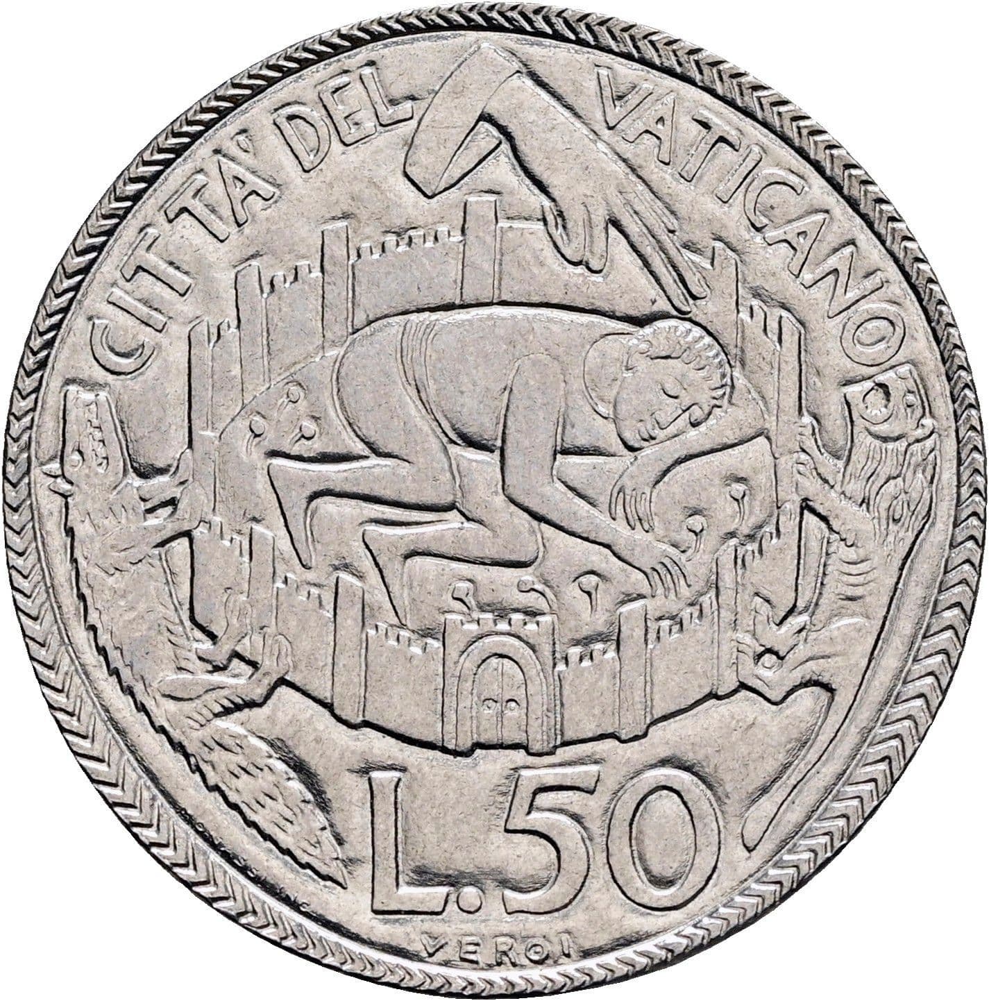50 Lire Papst Paul VI. 1963-1978 1975 – Vorderseite