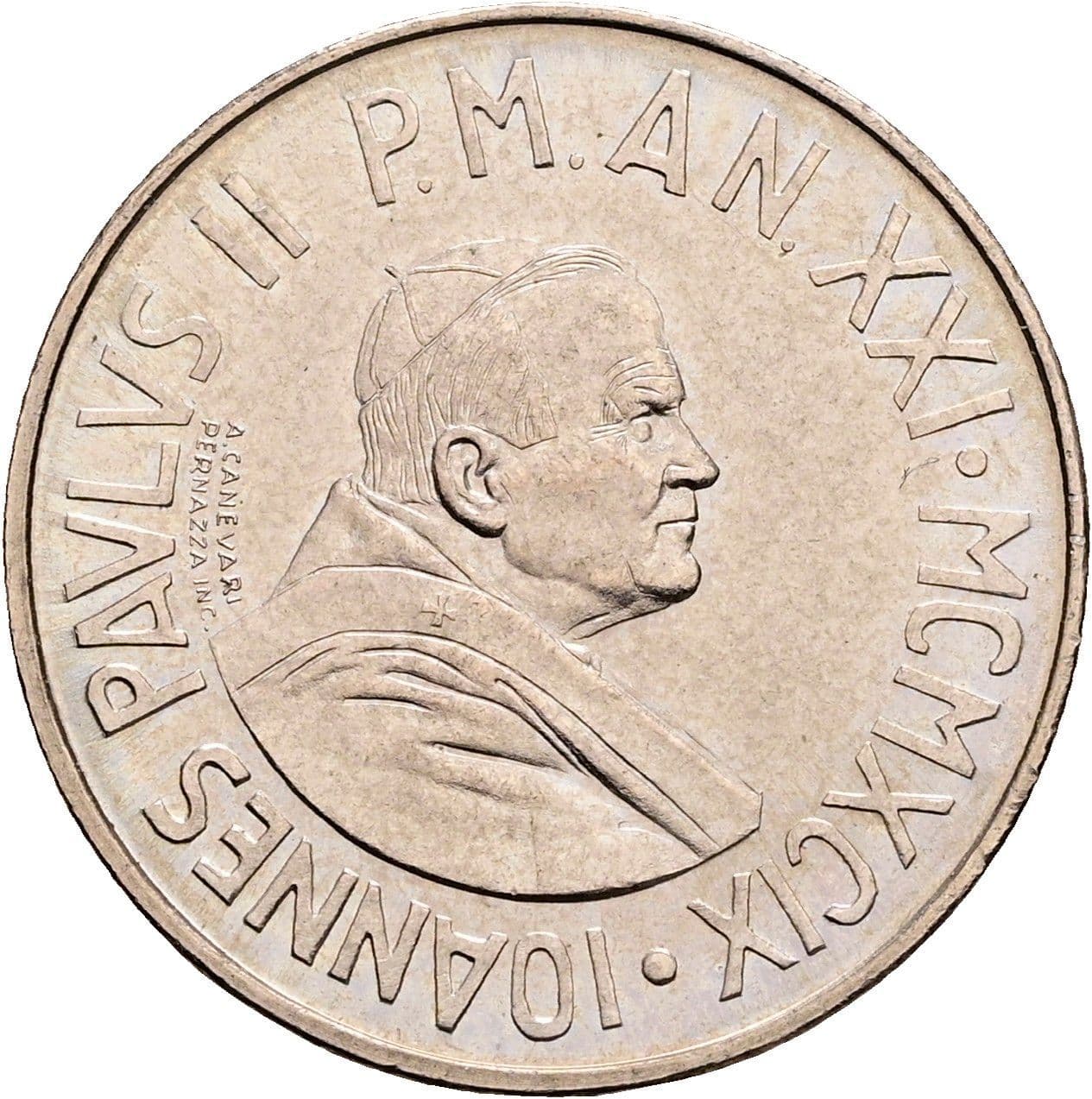 100 Lire Papst Johannes Paul II. 1978-2005 21/1999 – Vorderseite