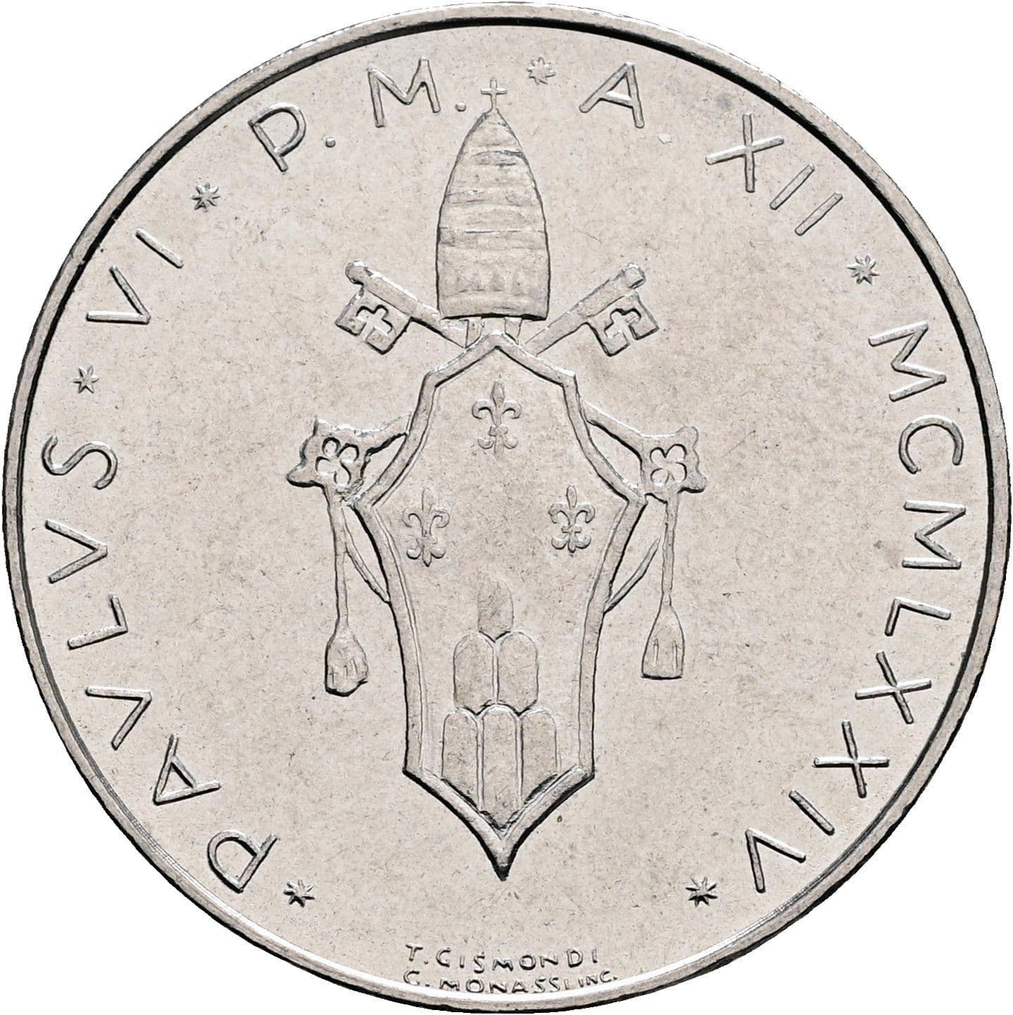 50 Lire Papst Paul VI. 1963-1978 1974 – Rückseite