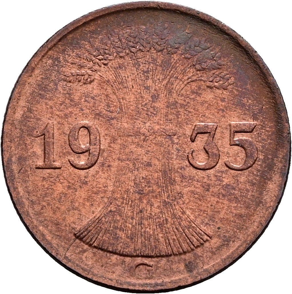 1 Reichspfennig 1935 G – Rückseite