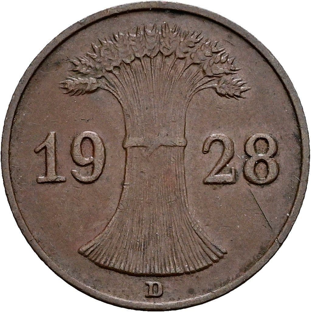 1 Reichspfennig 1928 D – Rückseite