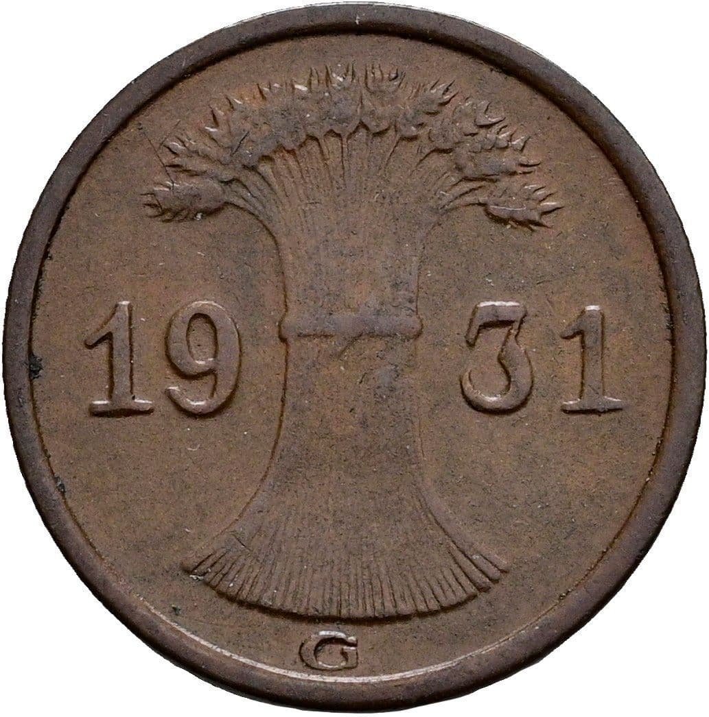 1 Reichspfennig 1931 G – Rückseite