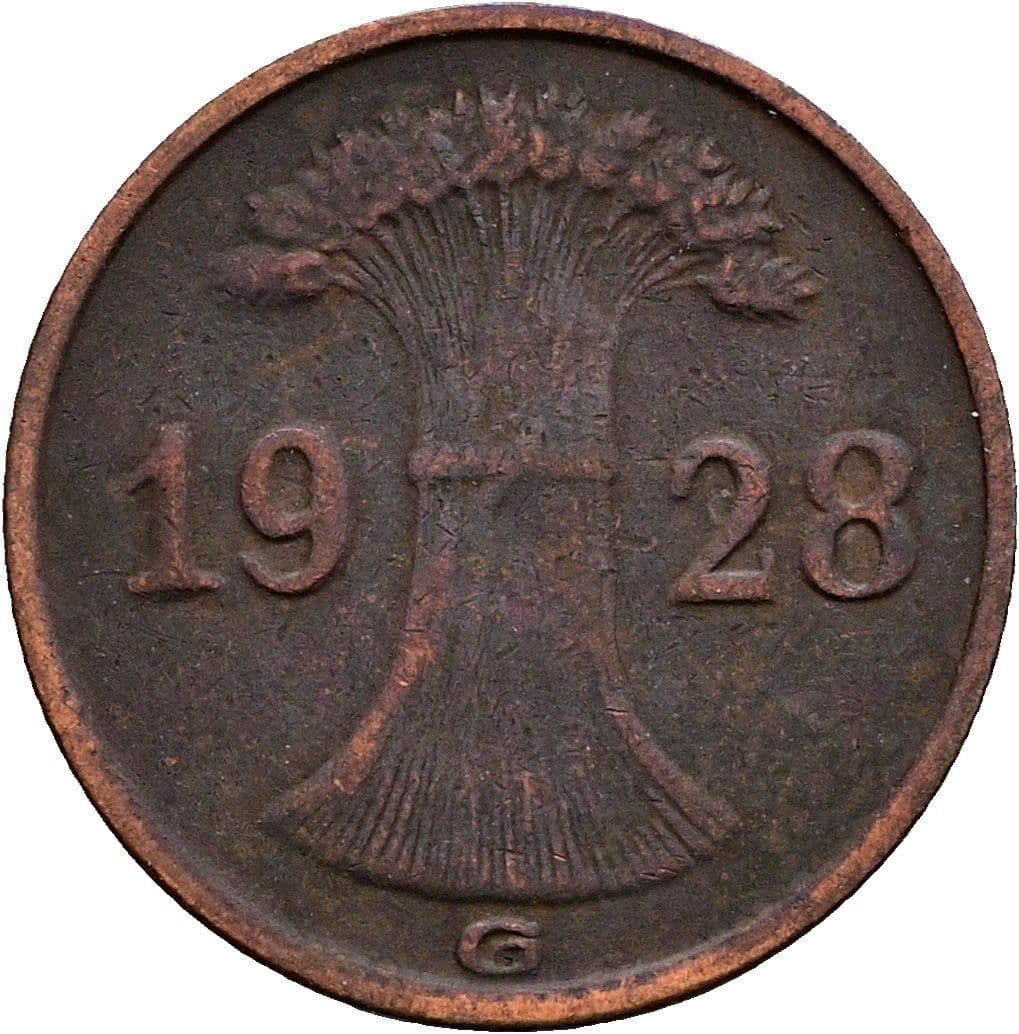 1 Reichspfennig 1928 G – Rückseite