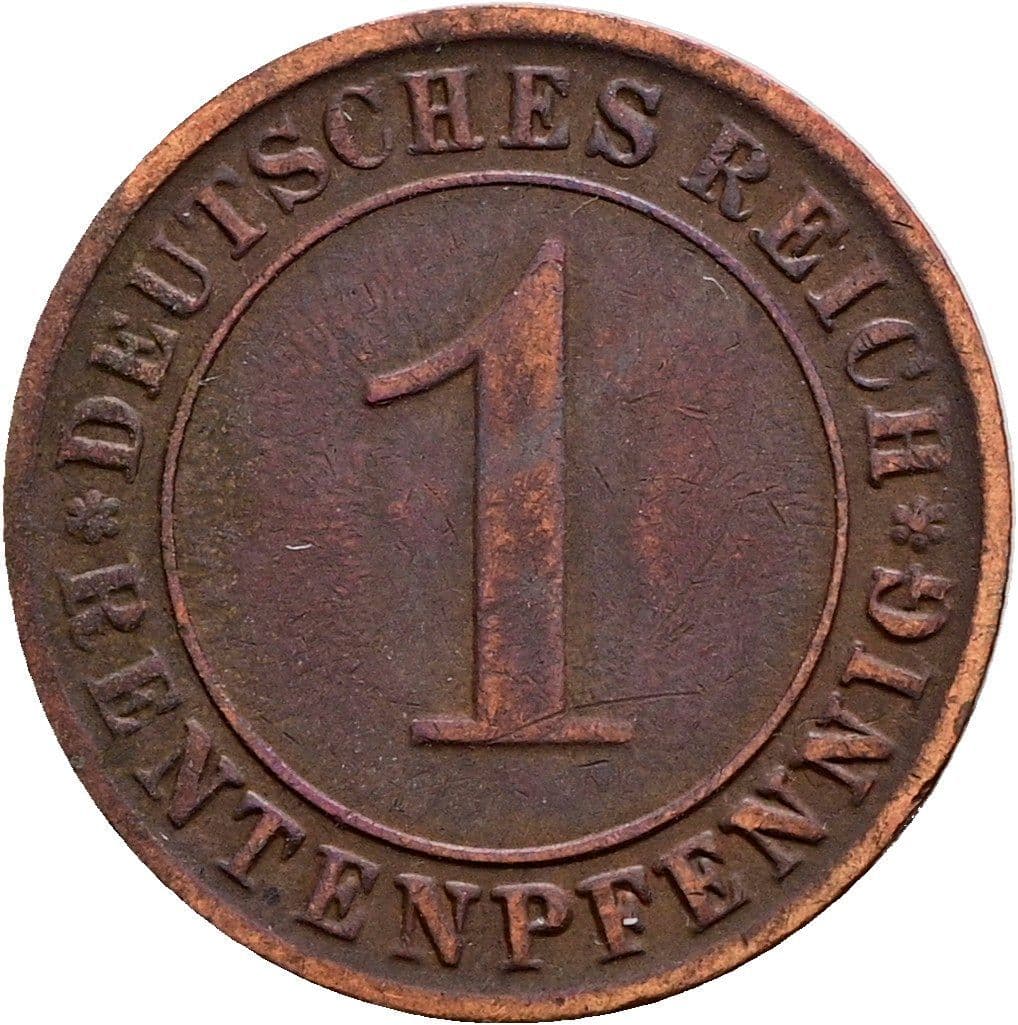 1 Rentenpfennig 1923 E – Vorderseite