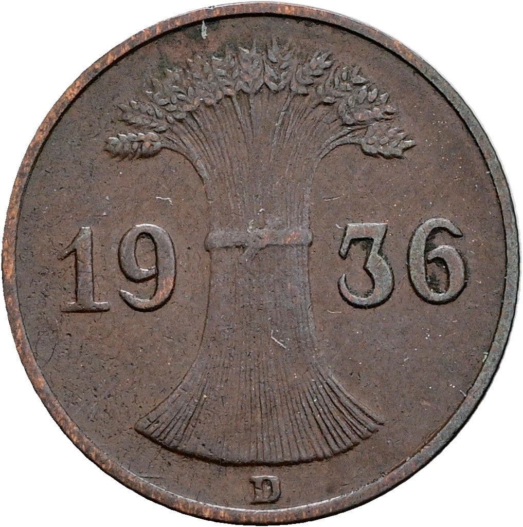 1 Reichspfennig 1936 D – Rückseite