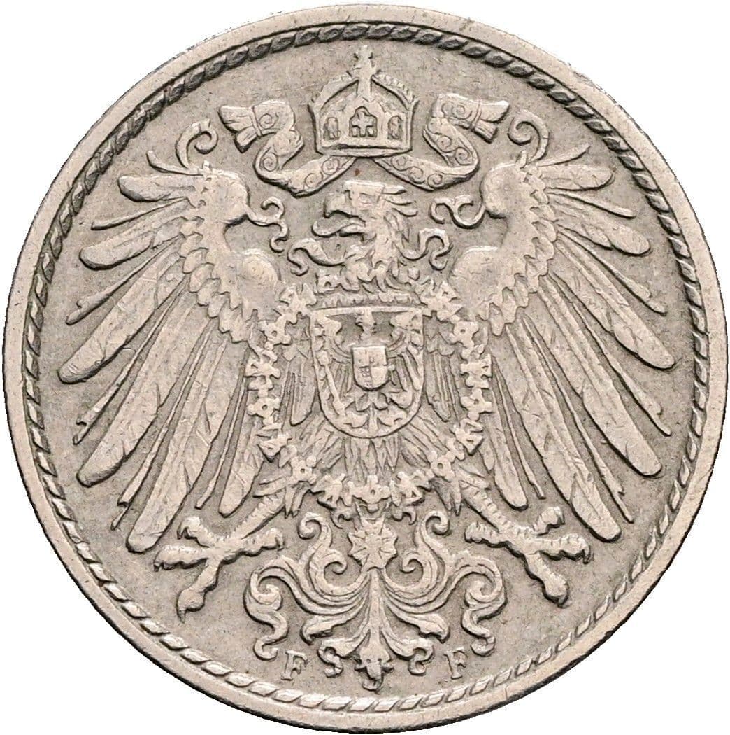 5 Pfennig 1909 F – Rückseite