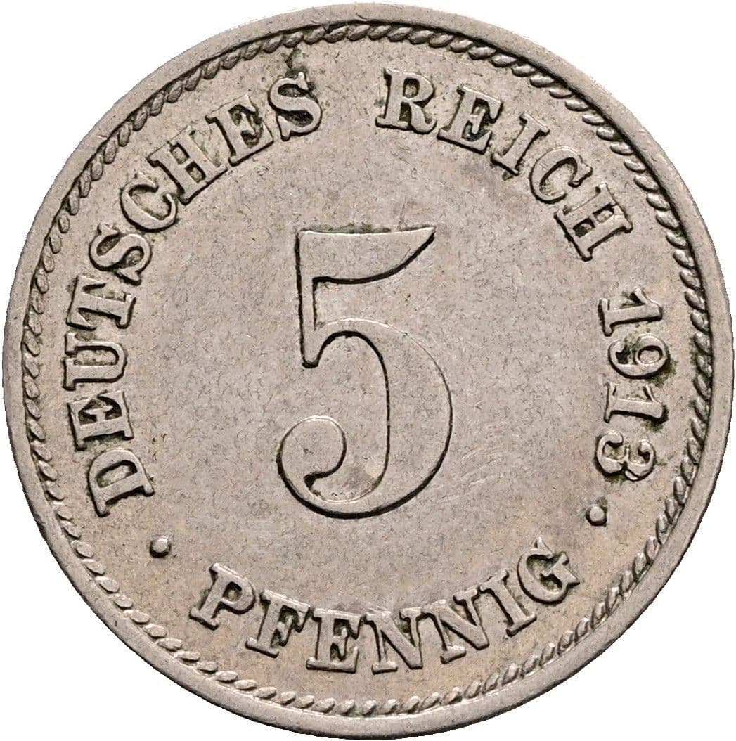 5 Pfennig 1913 E – Vorderseite