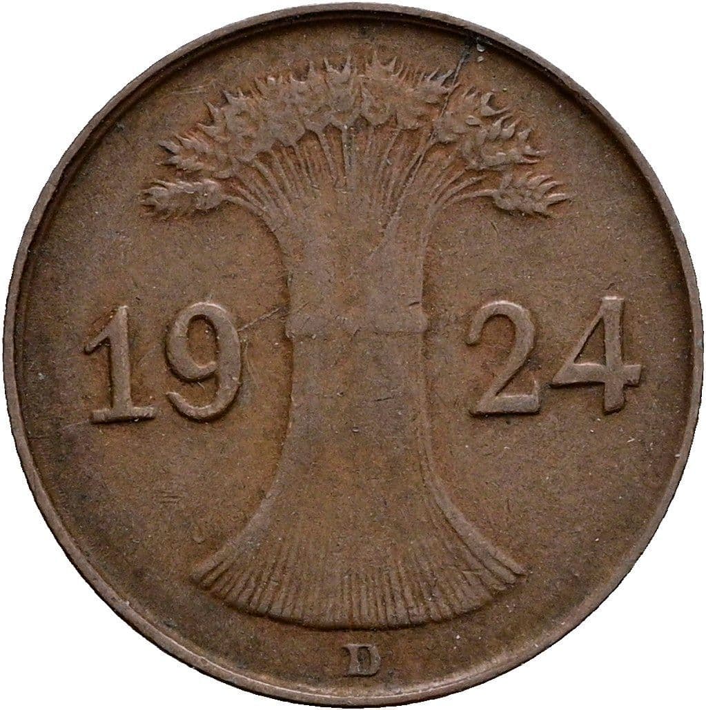 1 Reichspfennig 1924 D – Rückseite