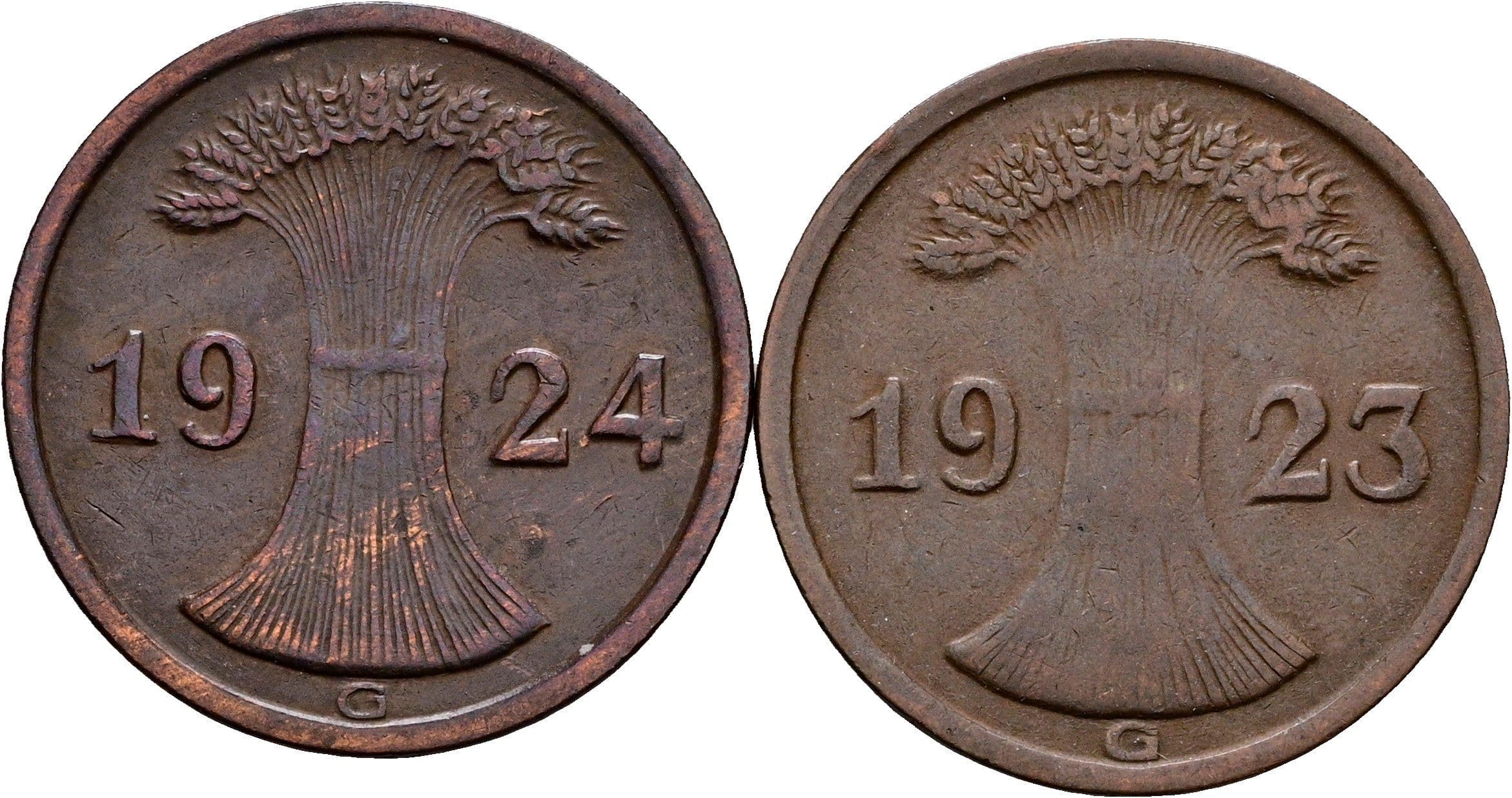 2 Rentenpfennig 1923 G + 1924 G – Rückseite