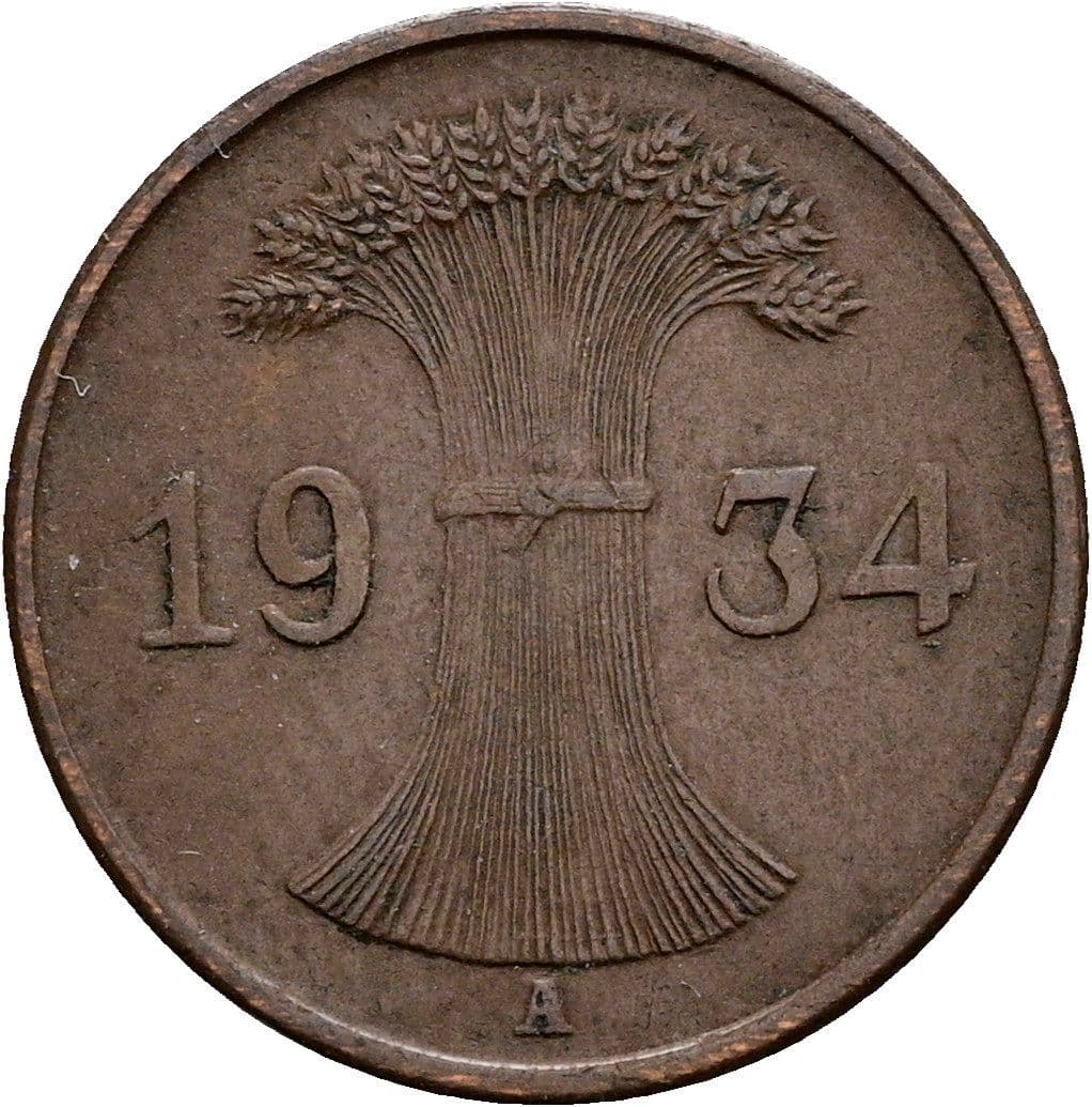 1 Reichspfennig 1934 A – Rückseite