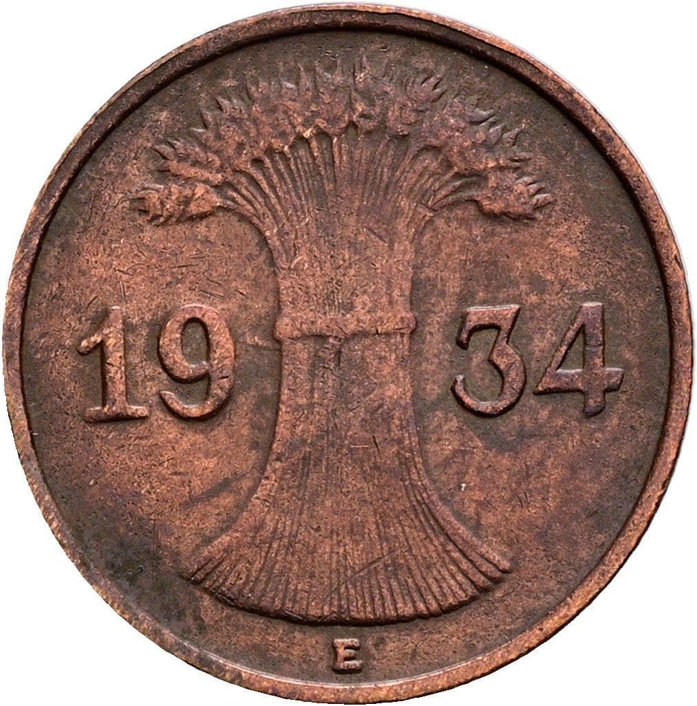 1 Reichspfennig 1934 E – Rückseite