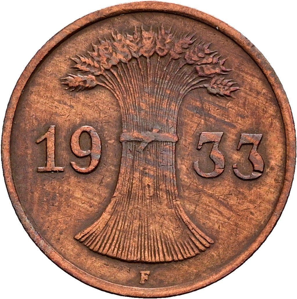 1 Reichspfennig 1933 F – Rückseite