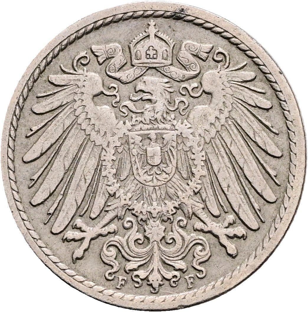 5 Pfennig 1907 F – Rückseite