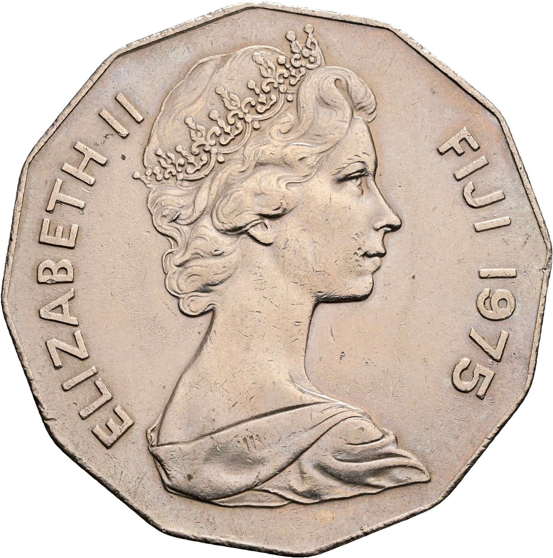 50 Cents Elisabeth II. 1952-2022 1975 – Vorderseite