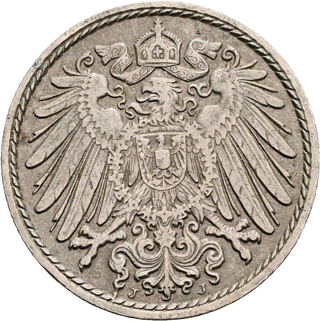 5 Pfennig 1909 J – Rückseite