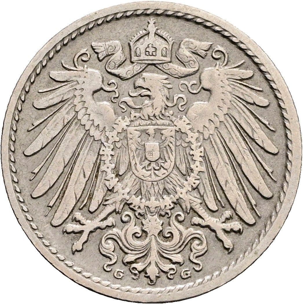 5 Pfennig 1908 G – Rückseite