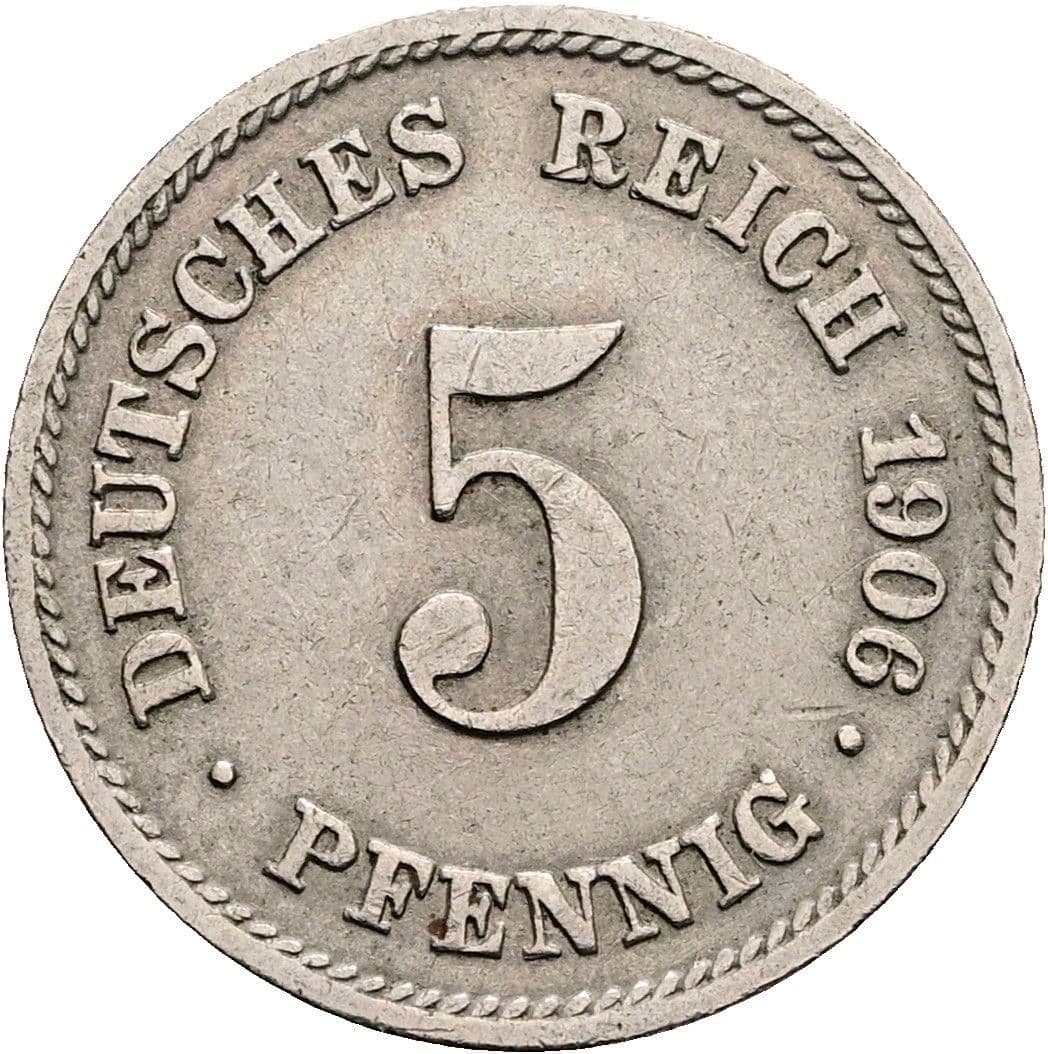 5 Pfennig 1906 E – Vorderseite