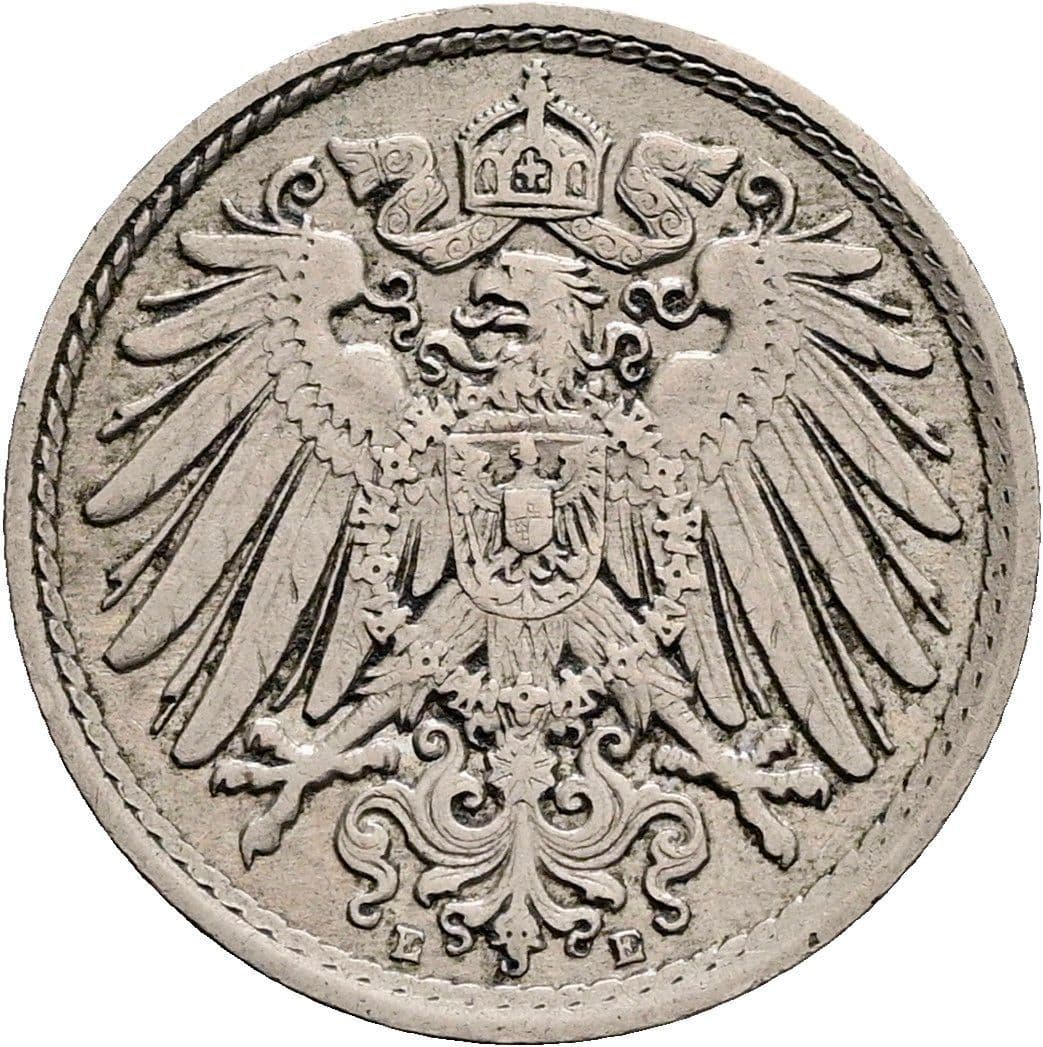 5 Pfennig 1909 E – Rückseite