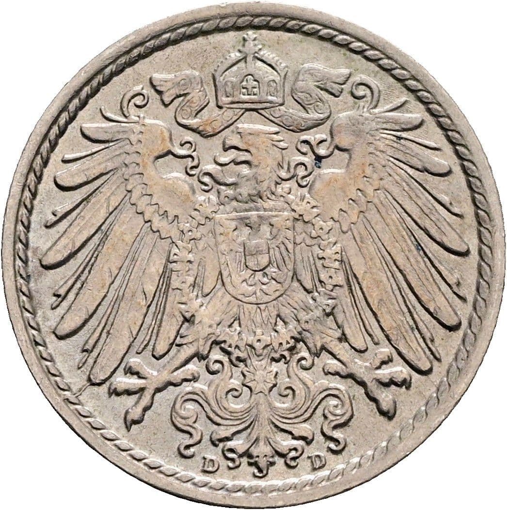 5 Pfennig 1909 D – Rückseite