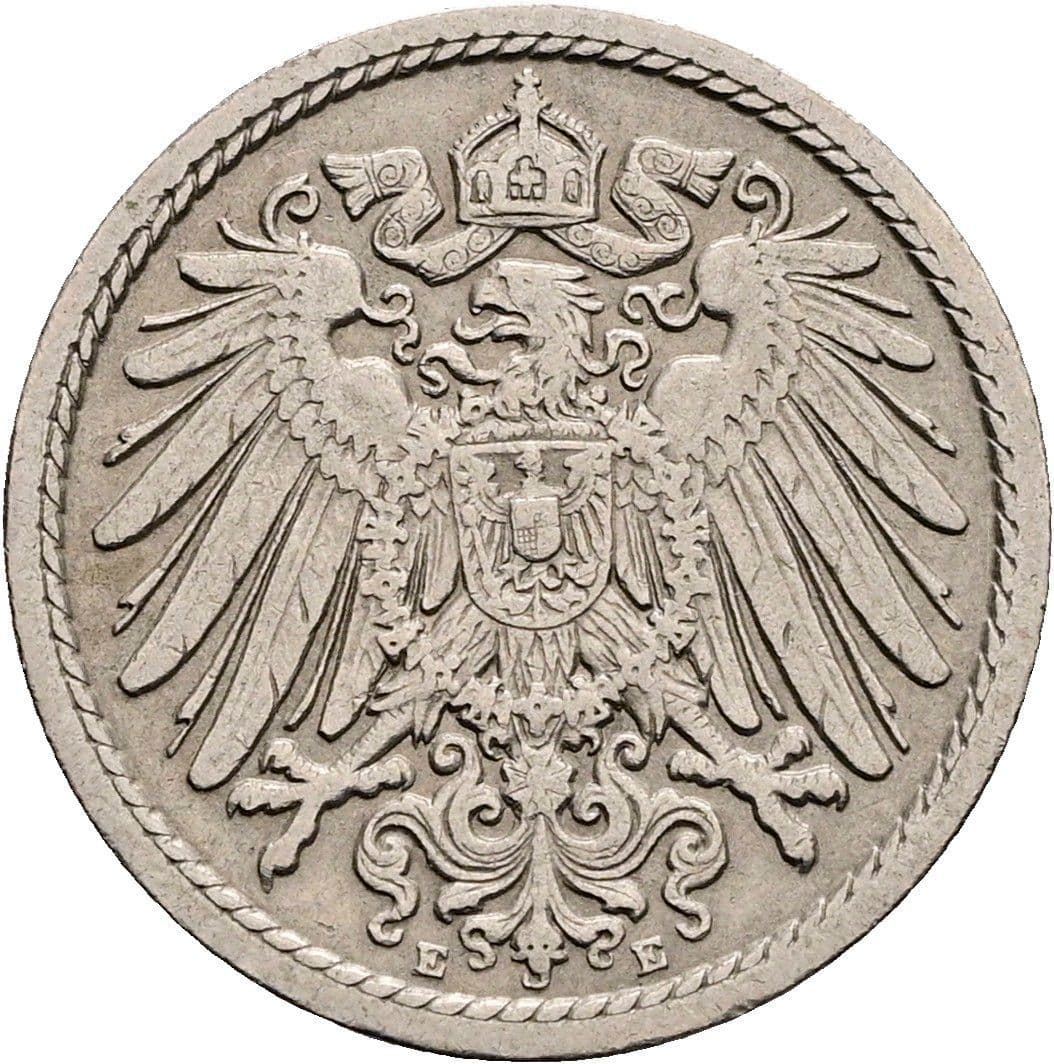 5 Pfennig 1908 E – Rückseite