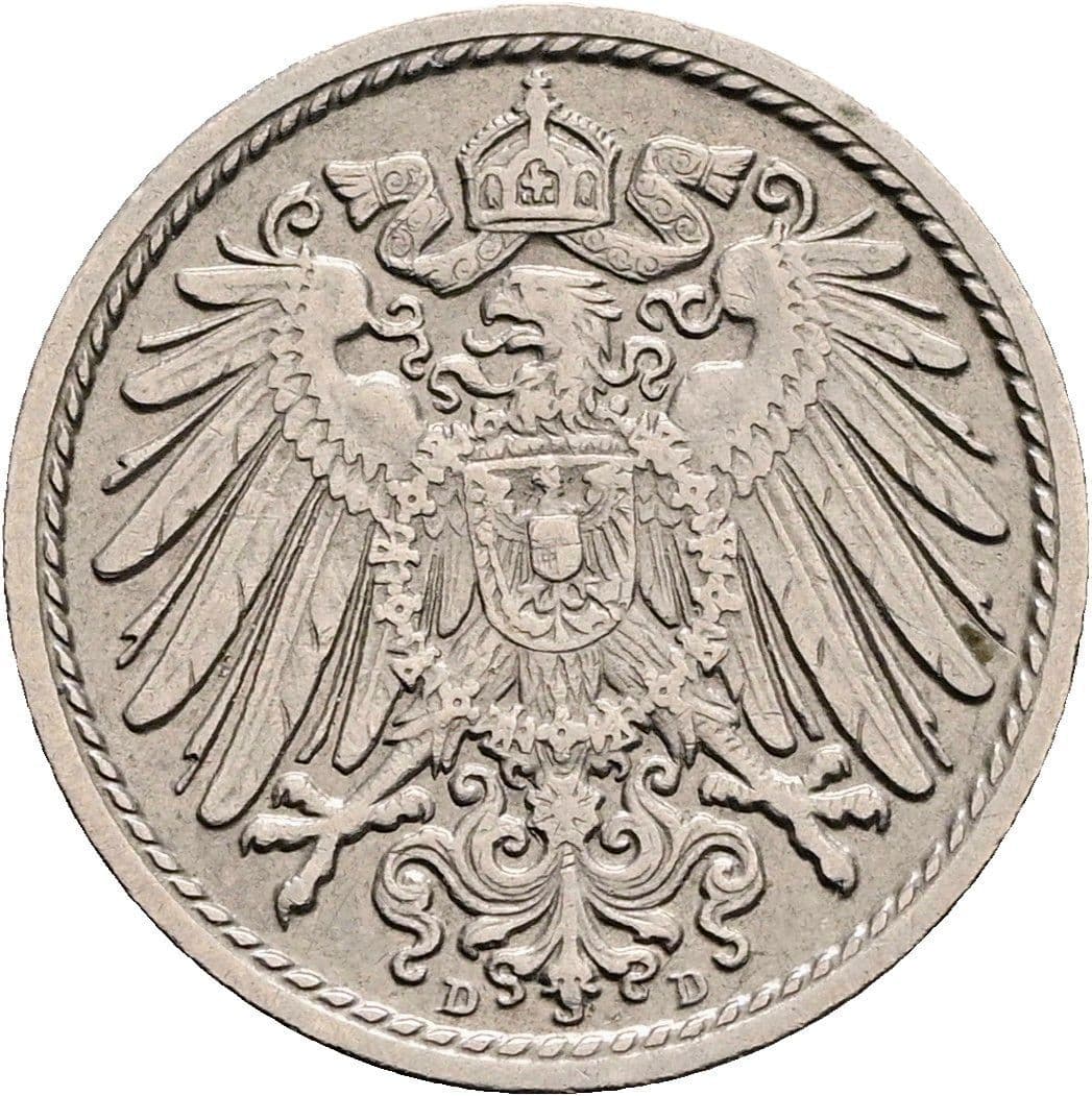 5 Pfennig 1907 D – Rückseite