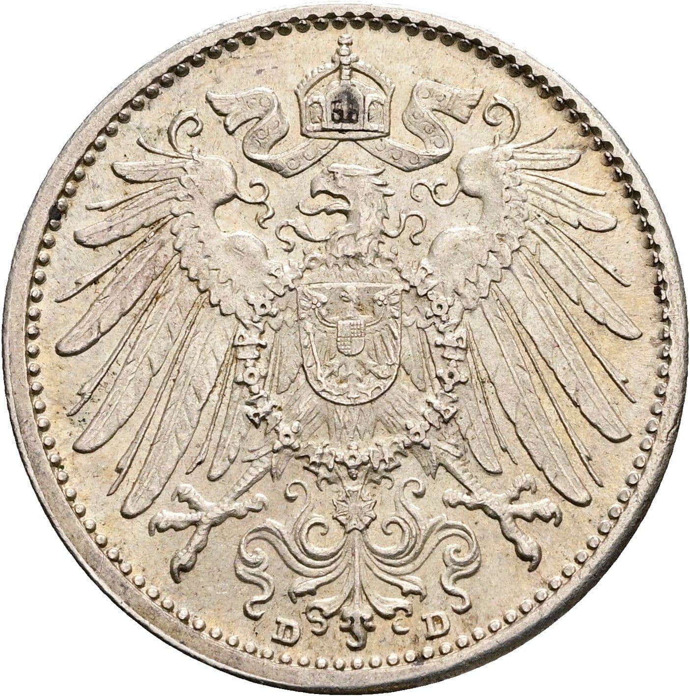 1 Mark 1908 D – Rückseite