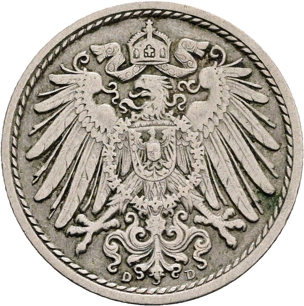 5 Pfennig 1911 D – Rückseite