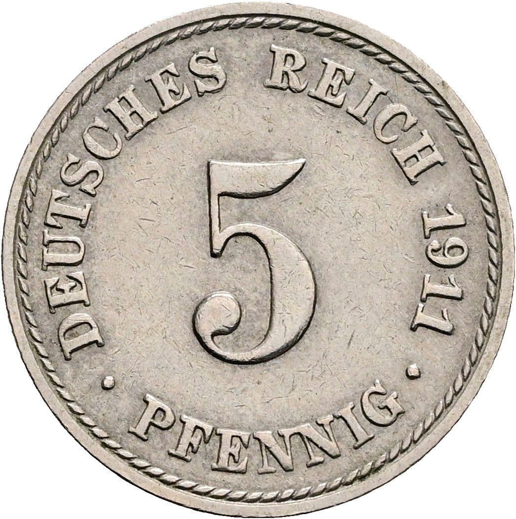 5 Pfennig 1911 A – Vorderseite
