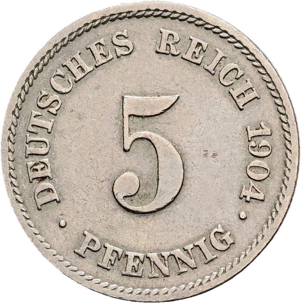 5 Pfennig 1904 E – Vorderseite
