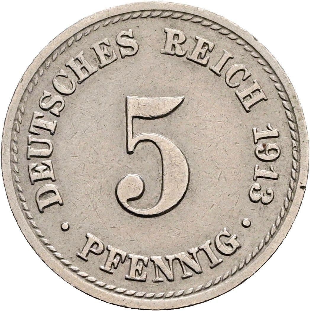 5 Pfennig 1913 A – Vorderseite