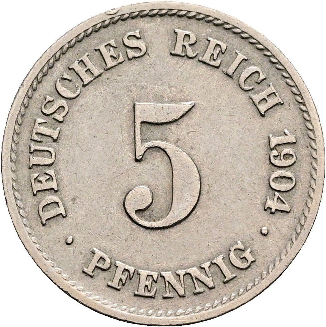 5 Pfennig 1904 G – Vorderseite
