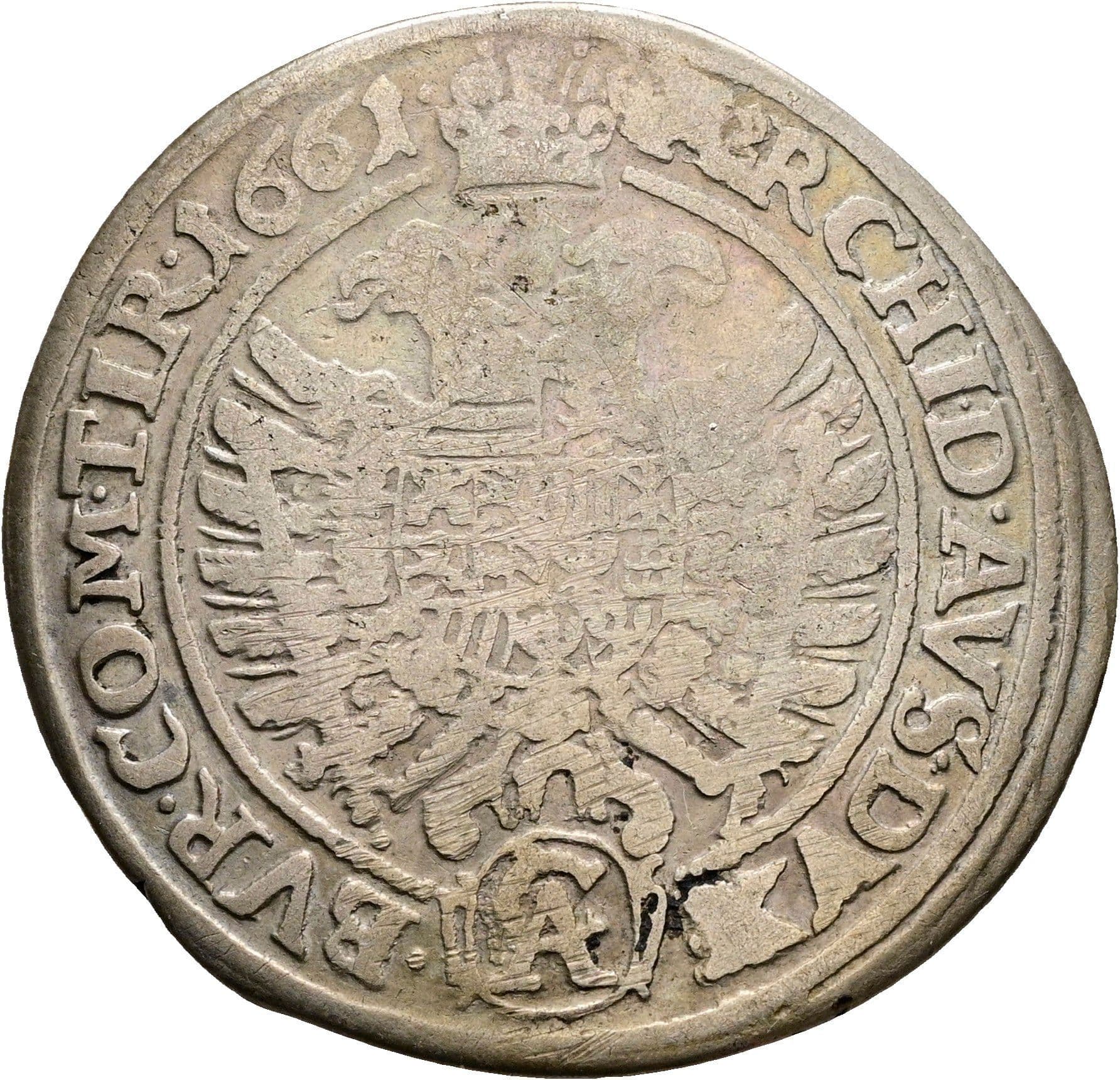 15 Kreuzer Leopold I. 1657-1705 Wien 1661 CA – Rückseite