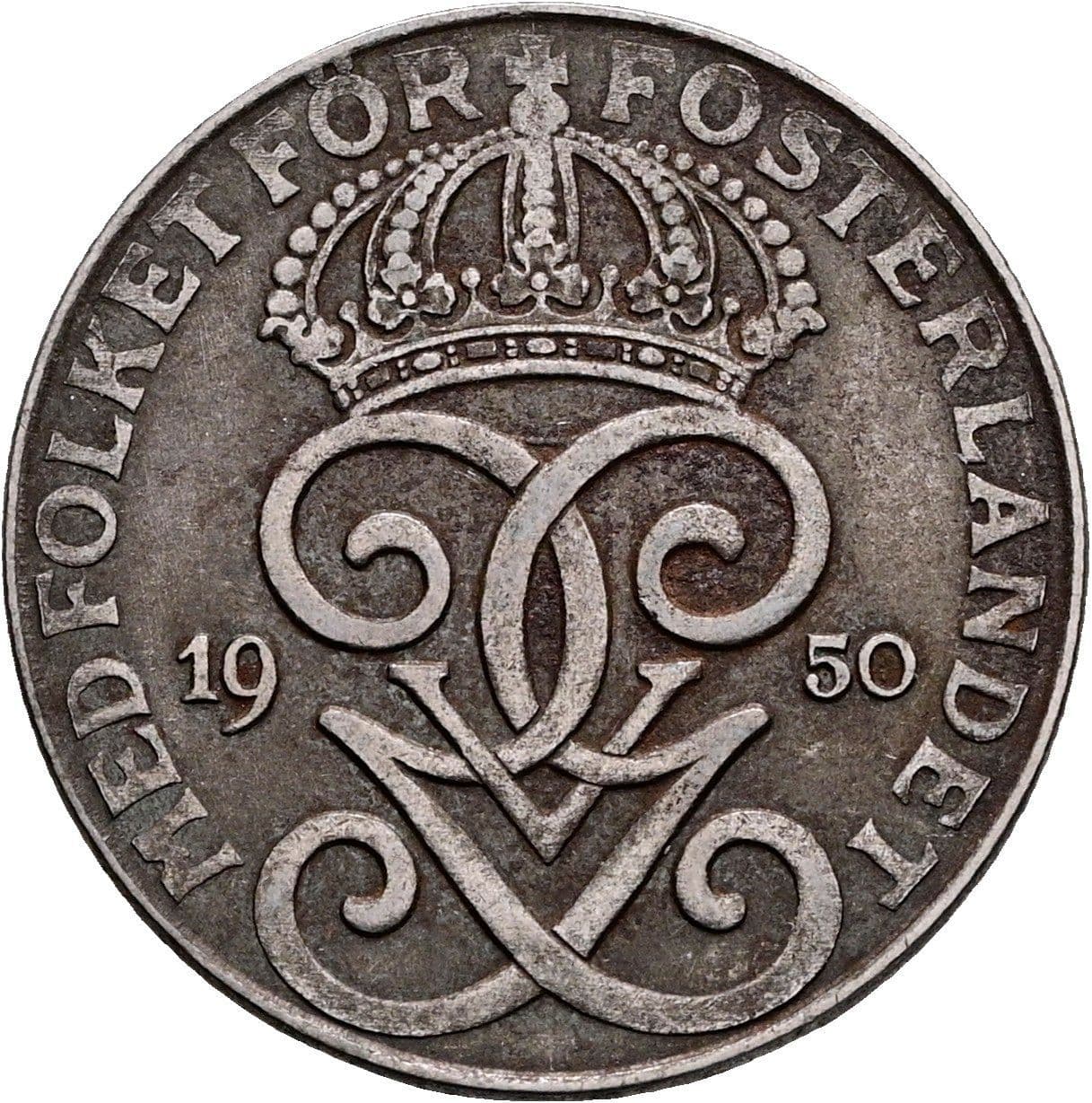 2 Öre Gustaf V. 1907-1950 1950 – Rückseite