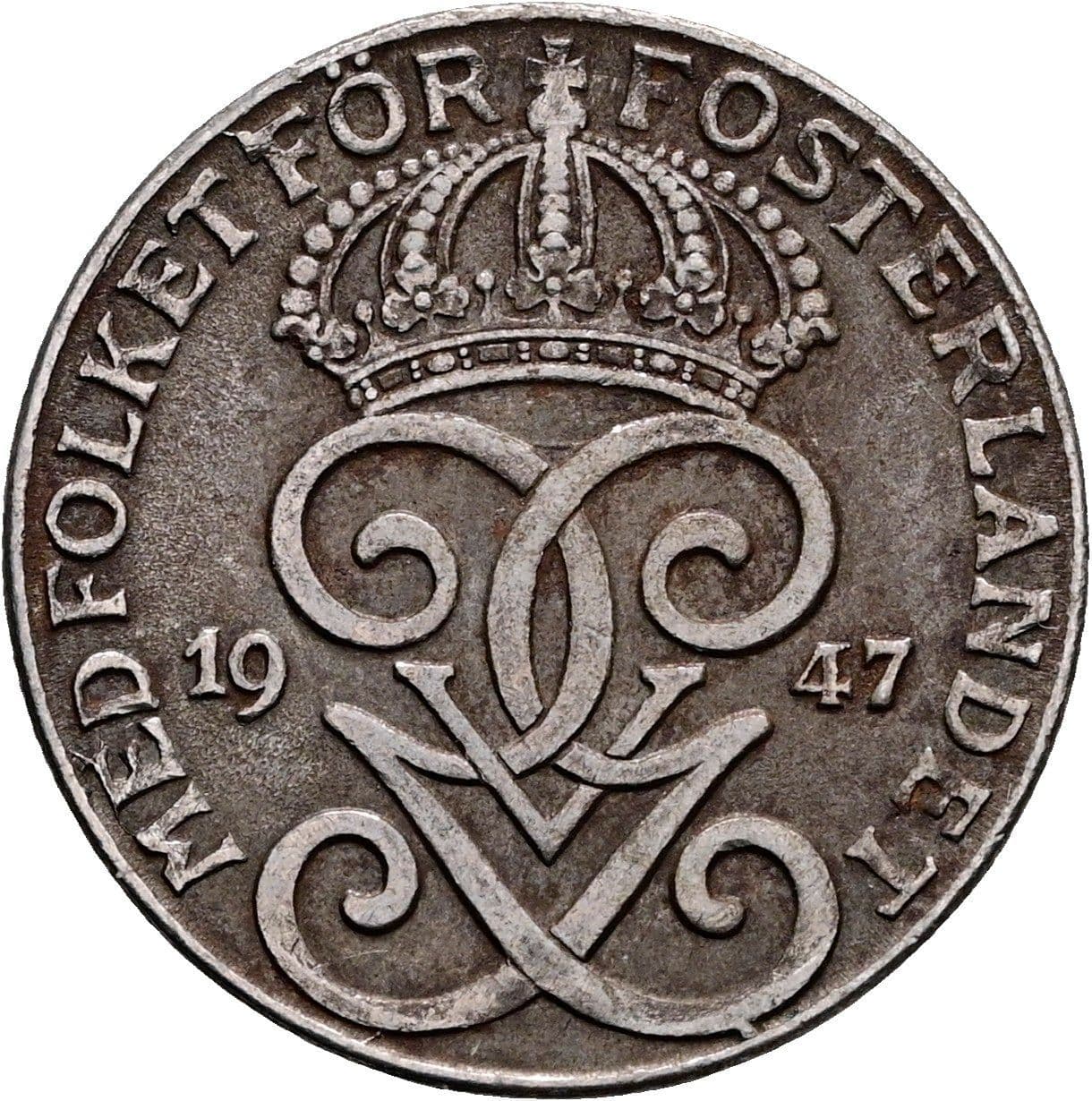2 Öre Gustaf V. 1907-1950 1947 – Rückseite