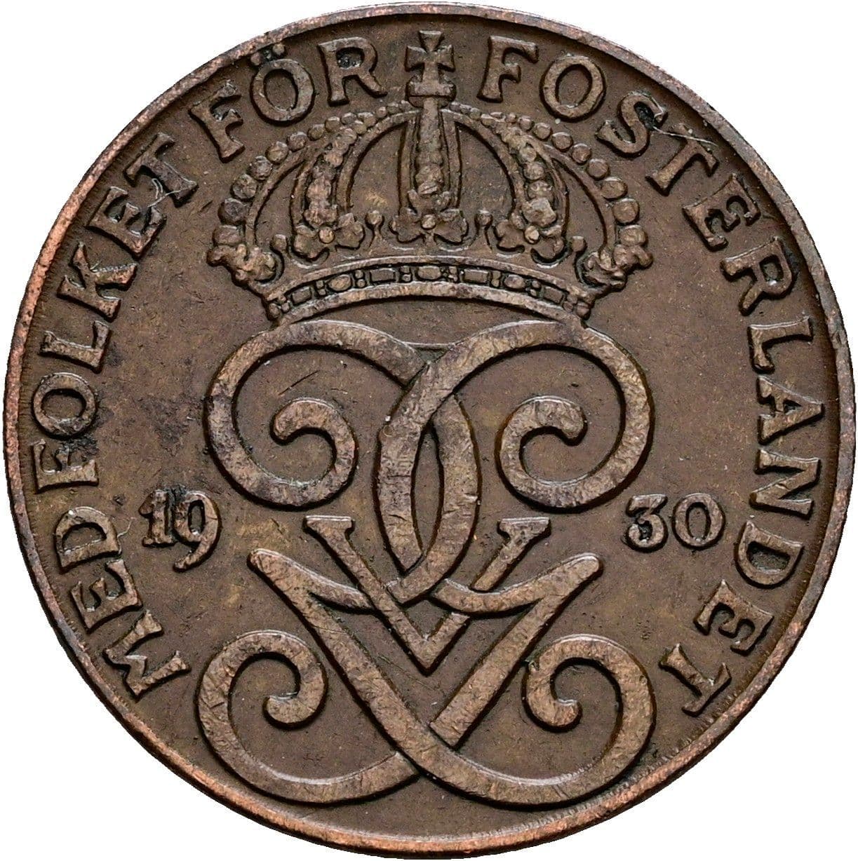 2 Öre Gustaf V. 1907-1950 1930 – Rückseite