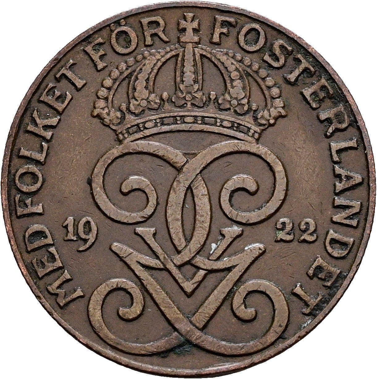 2 Öre Gustaf V. 1907-1950 1922 – Rückseite