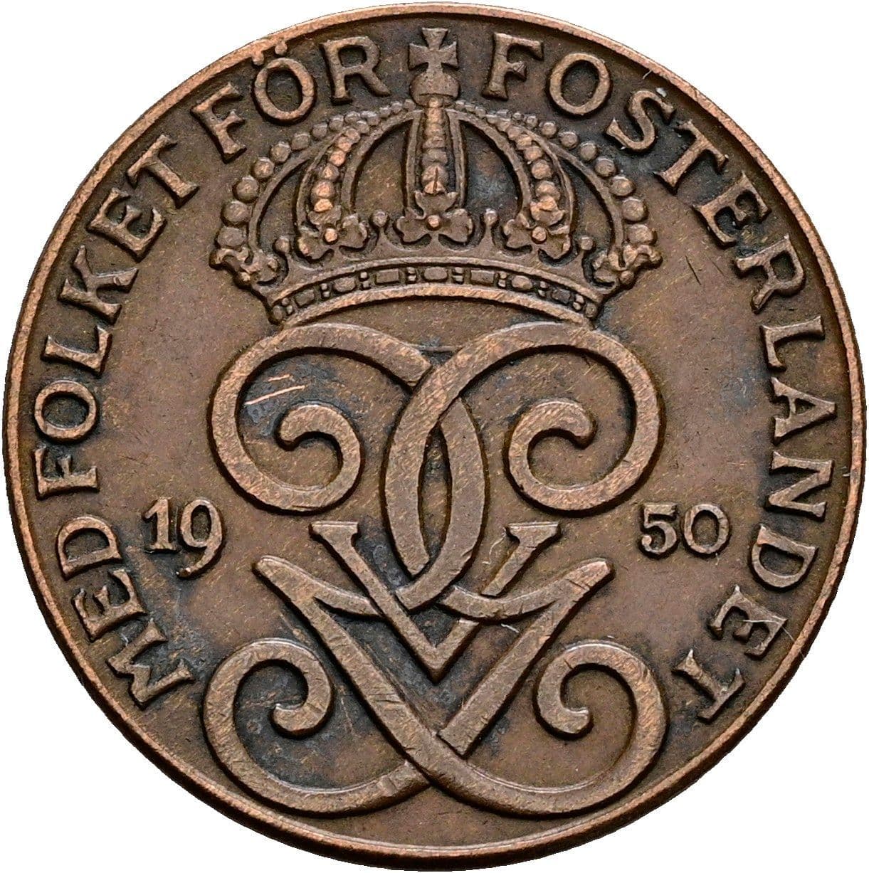2 Öre Gustaf V. 1907-1950 1950 – Rückseite