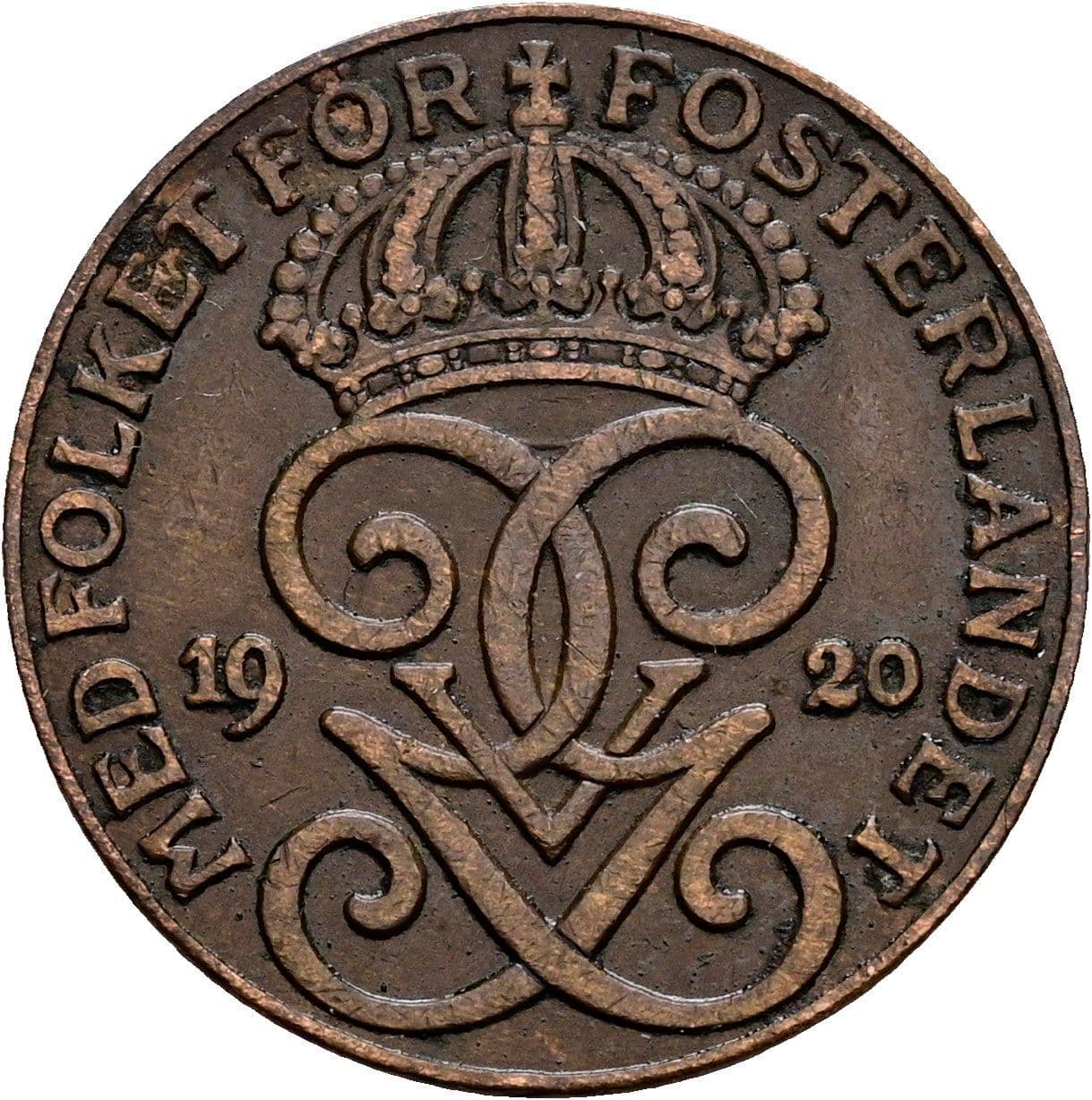 2 Öre Gustaf V. 1907-1950 1920 – Rückseite