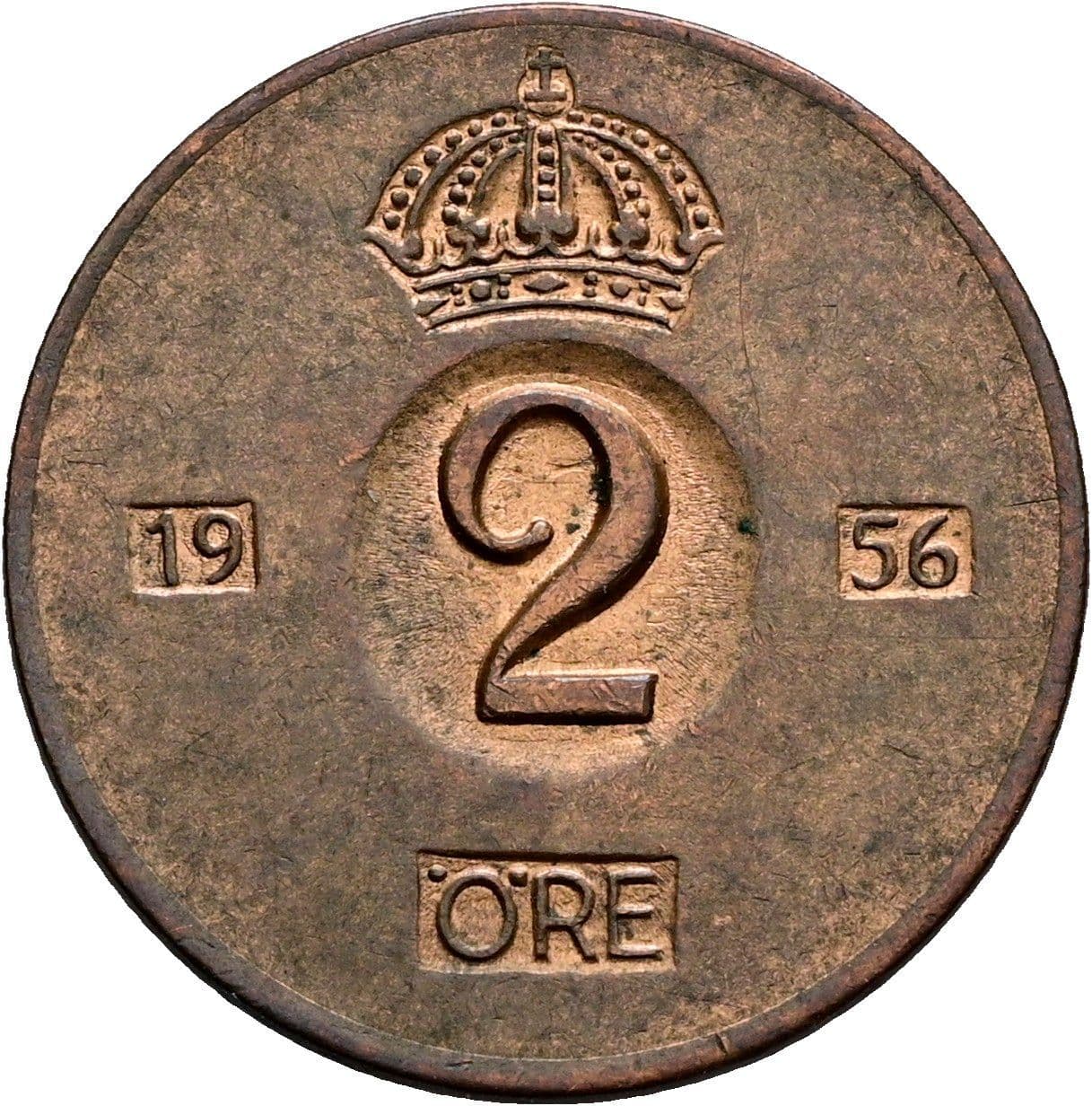 2 Öre Gustaf VI. Adolf 1950-1973 1956 – Vorderseite