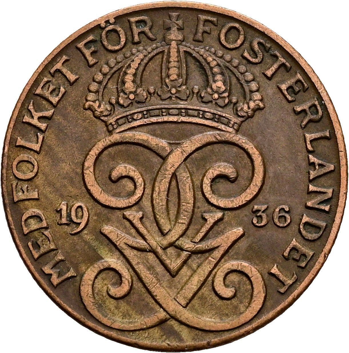 2 Öre Gustaf V. 1907-1950 1936 – Rückseite