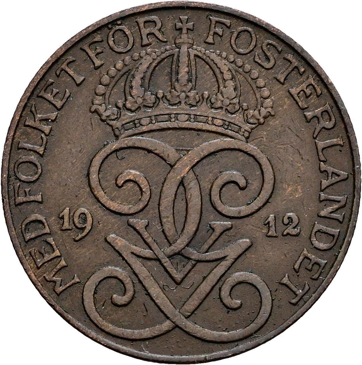 2 Öre Gustaf V. 1907-1950 1912 – Rückseite
